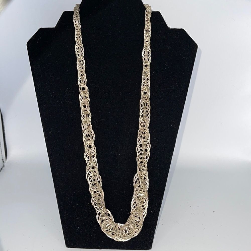 Silver tone multi- chain metal necklace - Picture 1 of 9